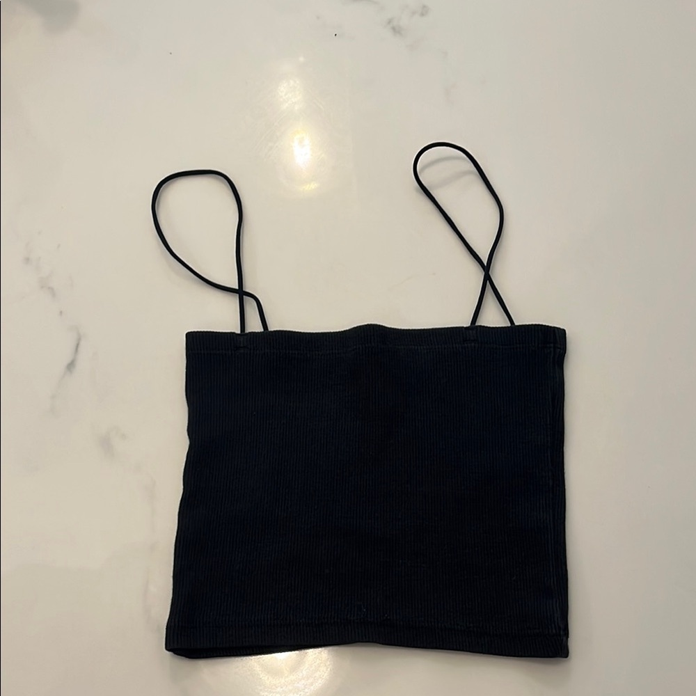 Zara Black Ribbed Knit Top